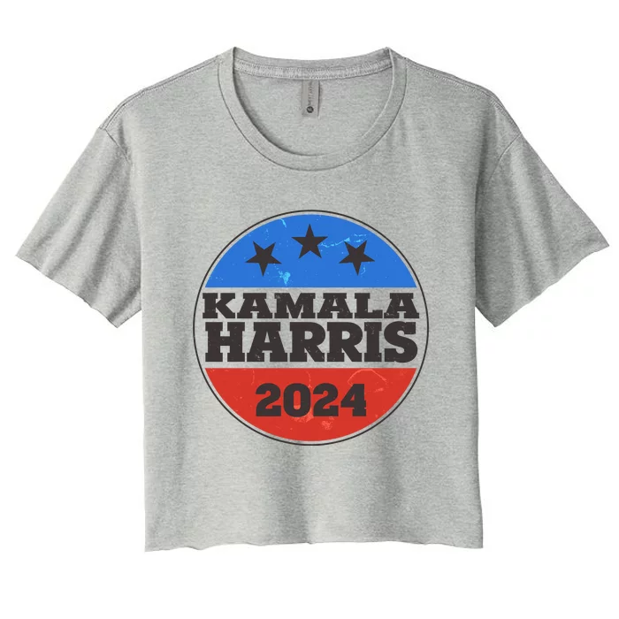 Vintage Kamala Harris 2024 Election Emblem Women's Crop Top Tee