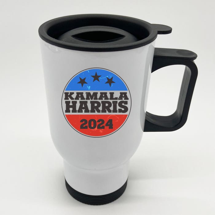 Vintage Kamala Harris 2024 Election Emblem Front & Back Stainless Steel Travel Mug