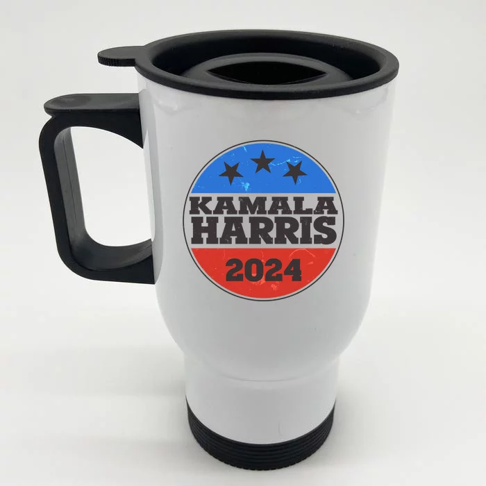 Vintage Kamala Harris 2024 Election Emblem Front & Back Stainless Steel Travel Mug