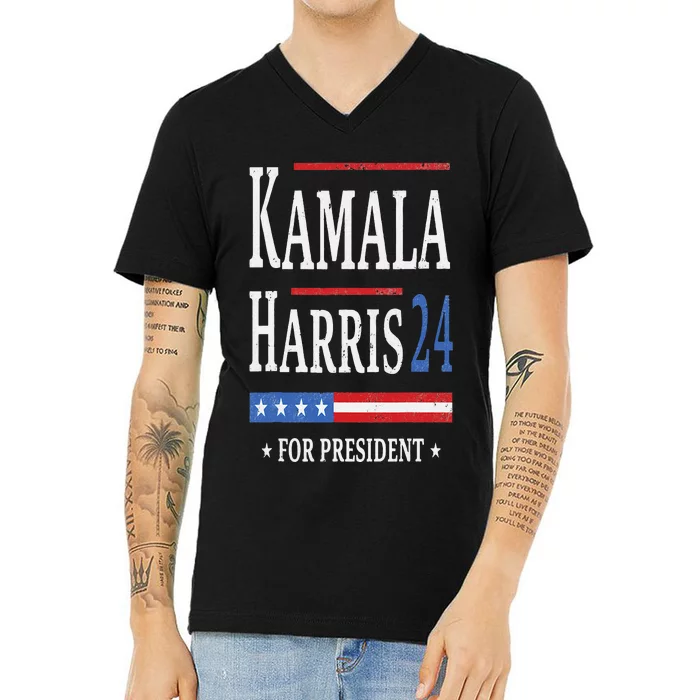 Vintage Kamala Harris 2024 For President Election Campaign V-Neck T-Shirt