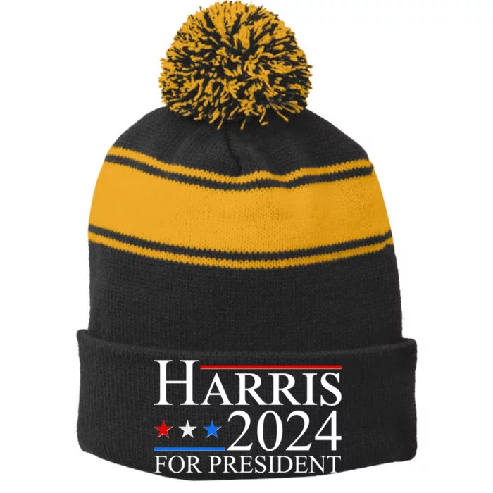 Vote Kamala Harris 2024 For President 2024 Election Stripe Pom Pom Beanie