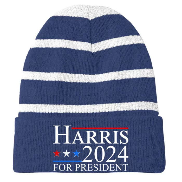 Vote Kamala Harris 2024 For President 2024 Election Striped Beanie with Solid Band