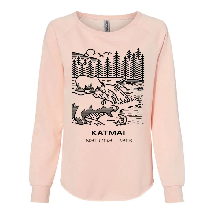 Vintage Katmai National Park Hike Womens California Wash Sweatshirt