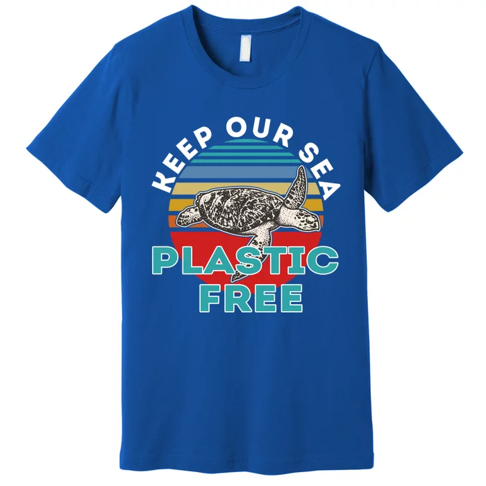 Vintage Keep Our Sea Plastic Free Turtle Meaningful Gift Premium T-Shirt