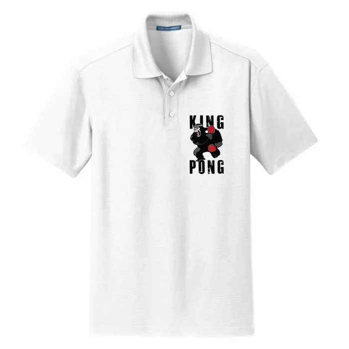 Vintage King Pong Ping Pong Table Tennis Player Game Gift Dry Zone Grid Performance Polo