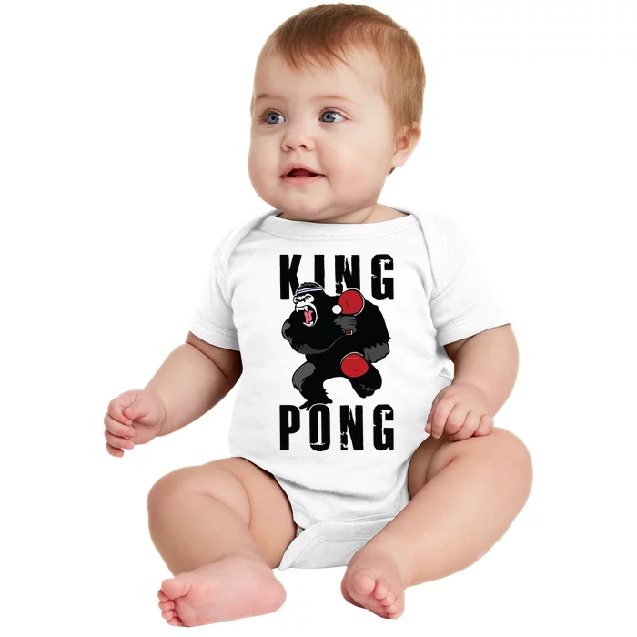 Vintage King Pong Ping Pong Table Tennis Player Game Gift Baby Bodysuit