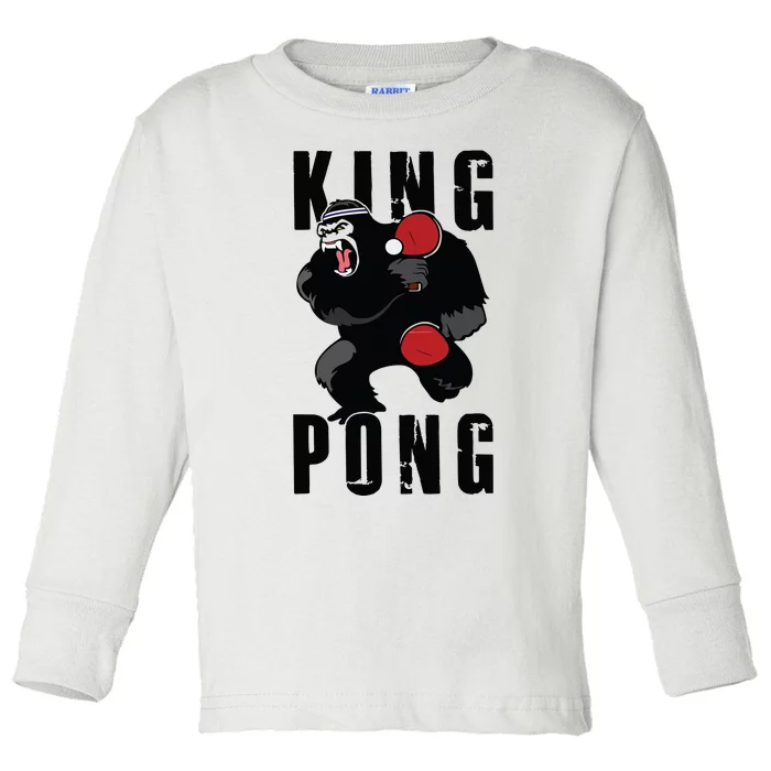 Vintage King Pong Ping Pong Table Tennis Player Game Gift Toddler Long Sleeve Shirt