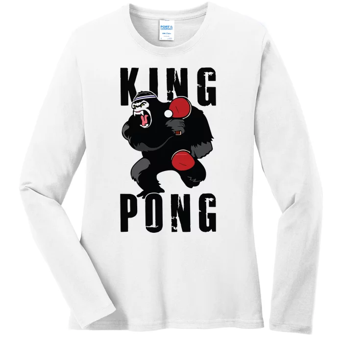 Vintage King Pong Ping Pong Table Tennis Player Game Gift Ladies Long Sleeve Shirt