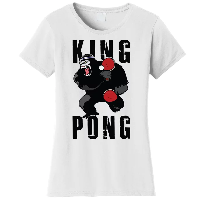 Vintage King Pong Ping Pong Table Tennis Player Game Gift Women's T-Shirt