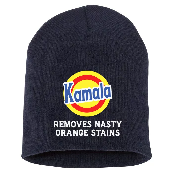 Vote Kamala Removes Nasty Orange Stains Detergent Funny Short Acrylic Beanie