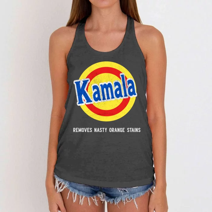 Vote Kamala Removes Nasty Orange Stains Funny Women's Knotted Racerback Tank