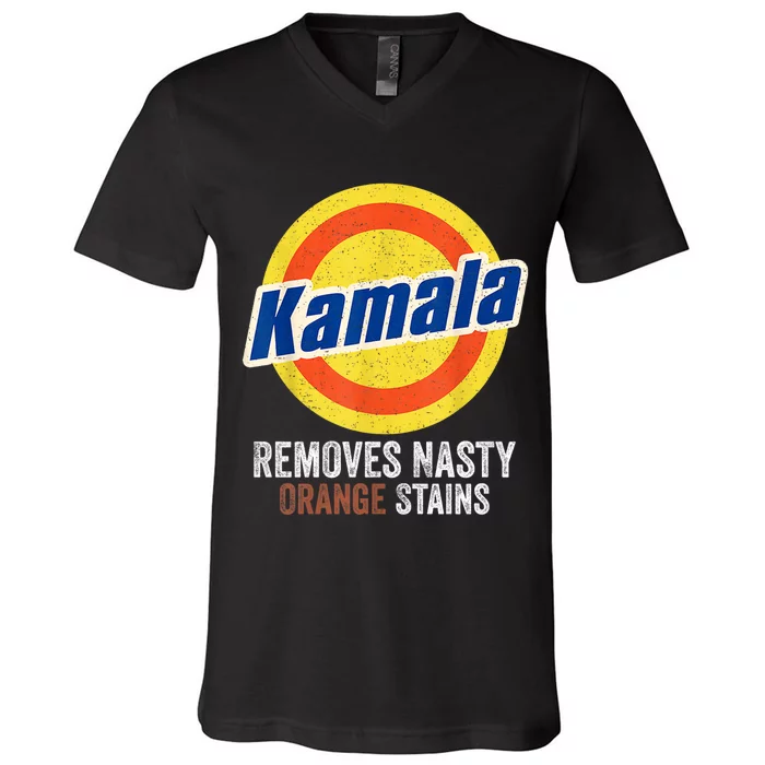 Vote Kamala Removes Nasty Orange Stains Funny V-Neck T-Shirt