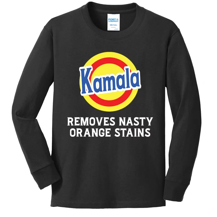 Vote Kamala Removes Nasty Orange Stains Detergent Funny Kids Long Sleeve Shirt