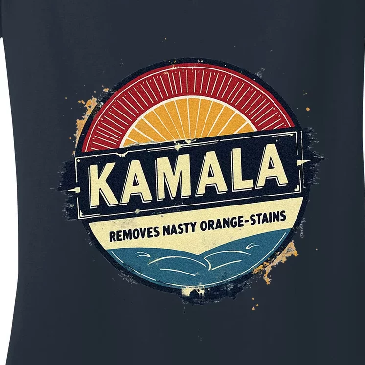 Vote Kamala Removes Nasty Orange Stains Funny Women's V-Neck T-Shirt