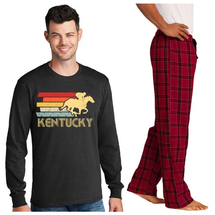 Vintage Kentucky Retro Horse Racing Derby Gift Long Sleeve Pajama Set