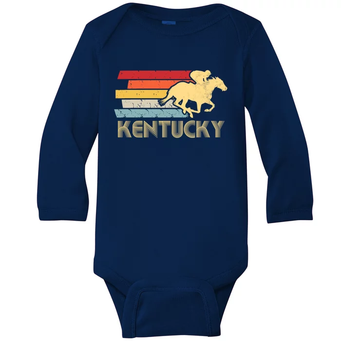 Vintage Kentucky Retro Horse Racing Derby Gift Baby Long Sleeve Bodysuit