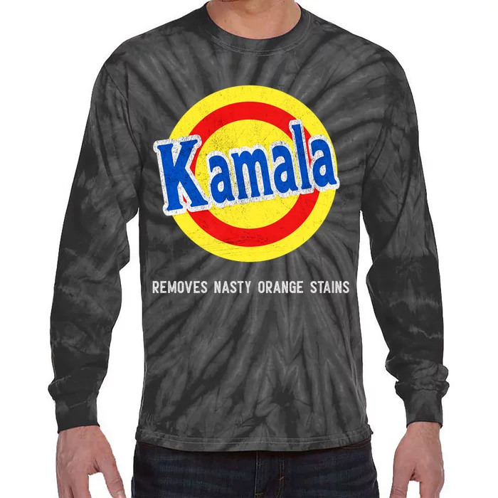 Vote Kamala Removes Nasty Orange Stains Funny Tie-Dye Long Sleeve Shirt