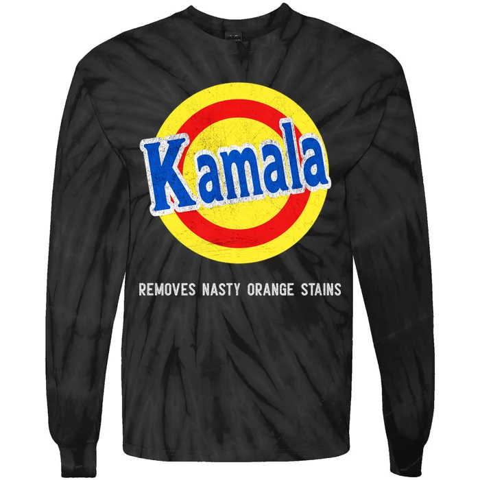 Vote Kamala Removes Nasty Orange Stains Funny Tie-Dye Long Sleeve Shirt