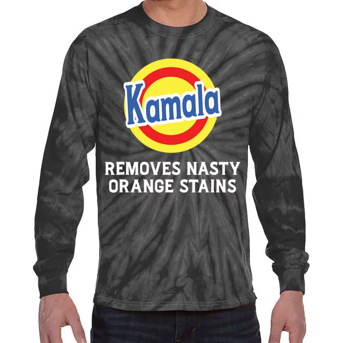 Vote Kamala Removes Nasty Orange Stains Detergent Funny Tie-Dye Long Sleeve Shirt