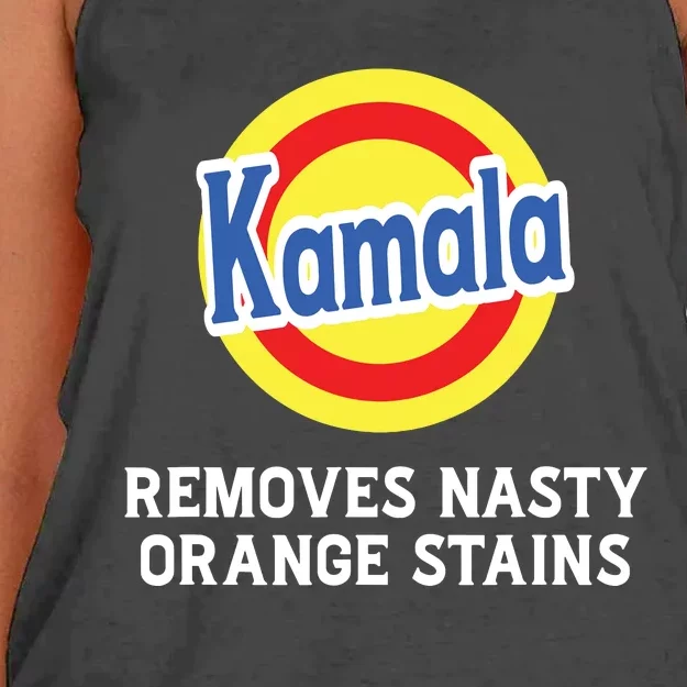 Vote Kamala Removes Nasty Orange Stains Detergent Funny Women's Knotted Racerback Tank