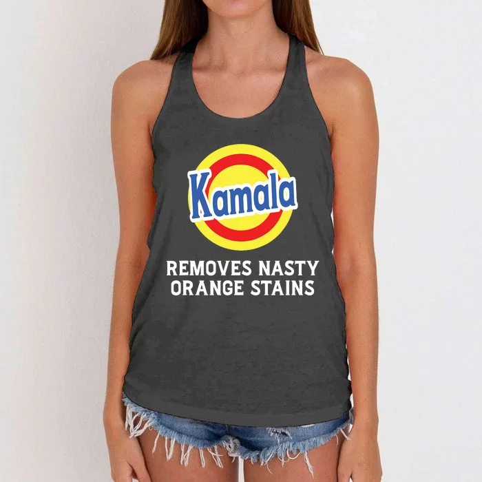 Vote Kamala Removes Nasty Orange Stains Detergent Funny Women's Knotted Racerback Tank