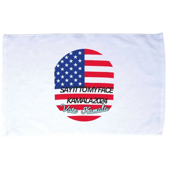 Vote Kamala Say It To My Face American Flag Microfiber Hand Towel