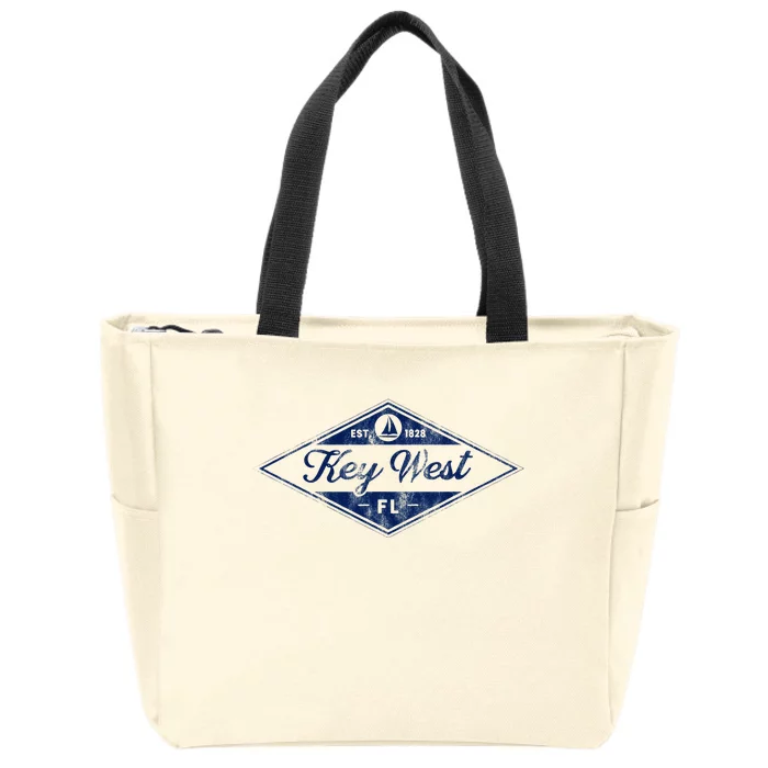 Vintage Key West Florida Keys Established 1828 Beach Boating Zip Tote Bag