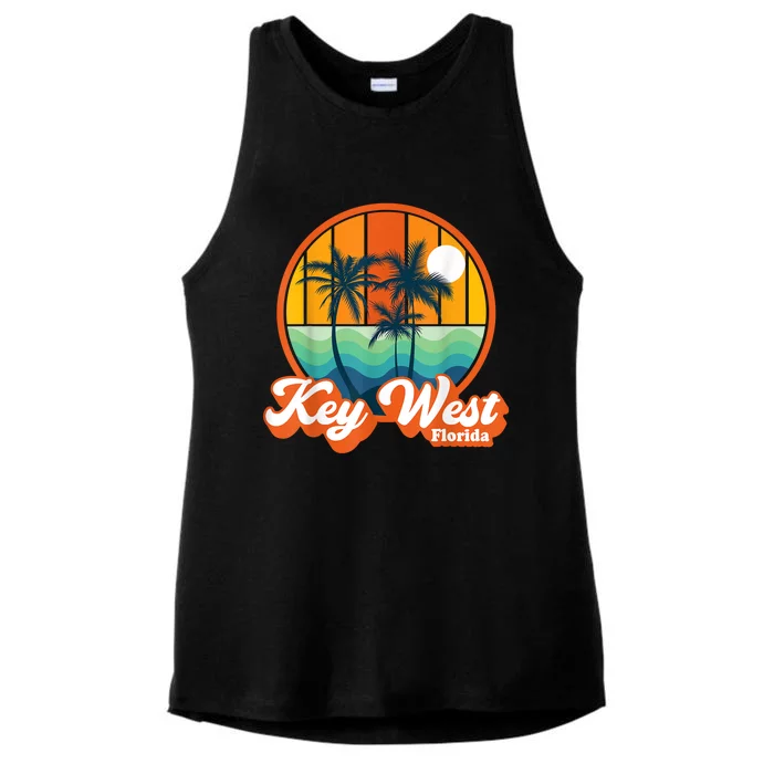 Vintage Key West Florida Keys Retro 70s Beach Vacation Ladies Tri-Blend Wicking Tank