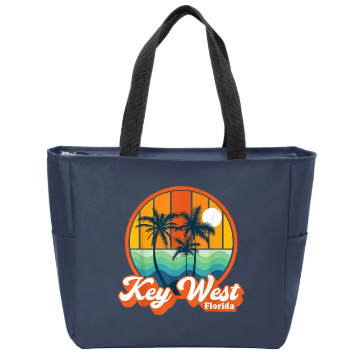 Vintage Key West Florida Keys Retro 70s Beach Vacation Zip Tote Bag