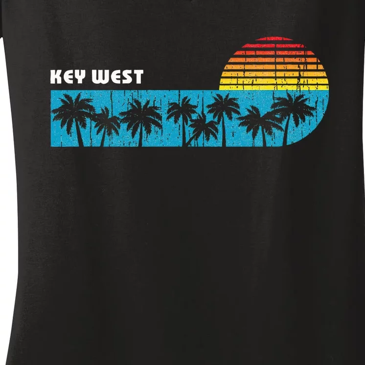 Vintage Key West Florida Keys Vacation Souvenir Women's V-Neck T-Shirt