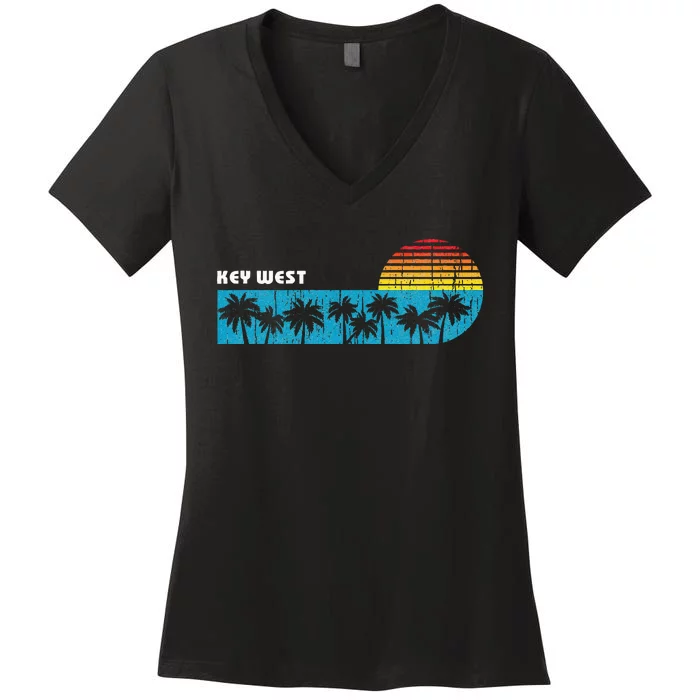 Vintage Key West Florida Keys Vacation Souvenir Women's V-Neck T-Shirt