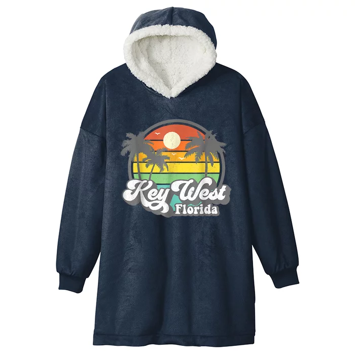 Vintage Key West Florida Keys Retro 70's Beach Vacation Hooded Wearable Blanket