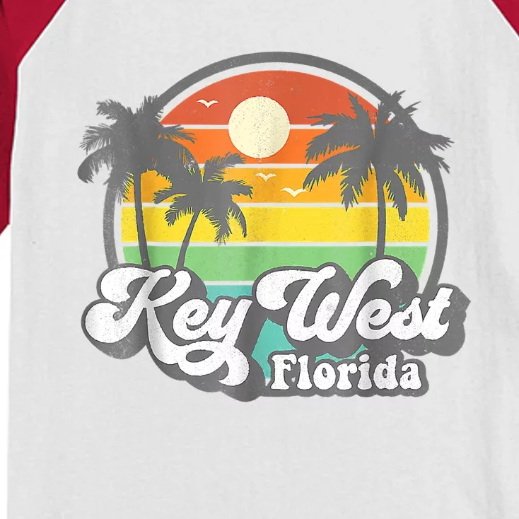 Vintage Key West Florida Keys Retro 70's Beach Vacation Kids Colorblock Raglan Jersey