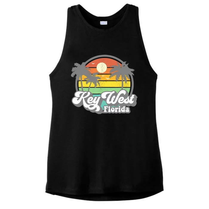 Vintage Key West Florida Keys Retro 70's Beach Vacation Ladies Tri-Blend Wicking Tank