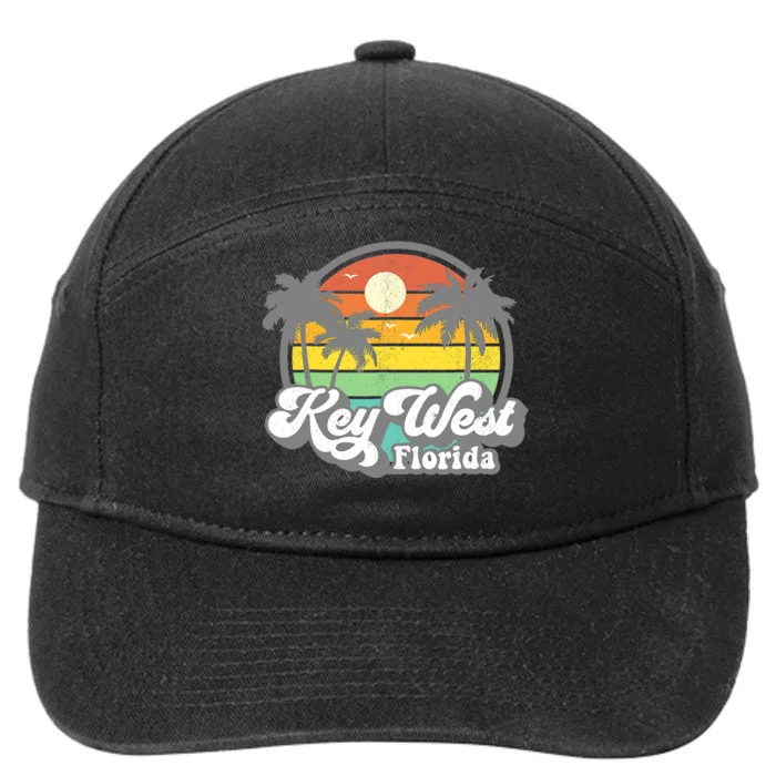 Vintage Key West Florida Keys Retro 70's Beach Vacation 7-Panel Snapback Hat