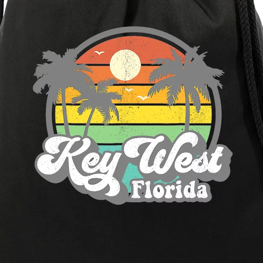 Vintage Key West Florida Keys Retro 70's Beach Vacation Drawstring Bag