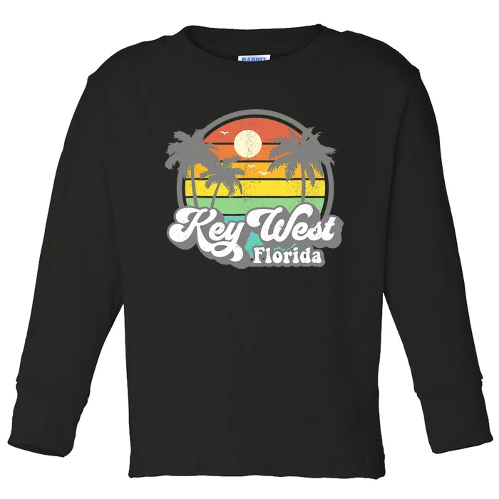 Vintage Key West Florida Keys Retro 70's Beach Vacation Toddler Long Sleeve Shirt