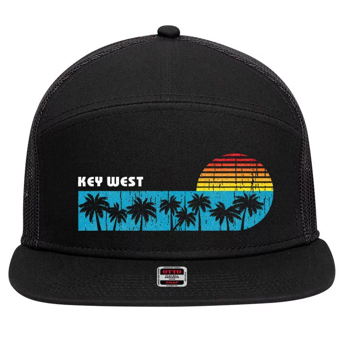 Vintage Key West Florida Keys Vacation Souvenir 7 Panel Mesh Trucker Snapback Hat