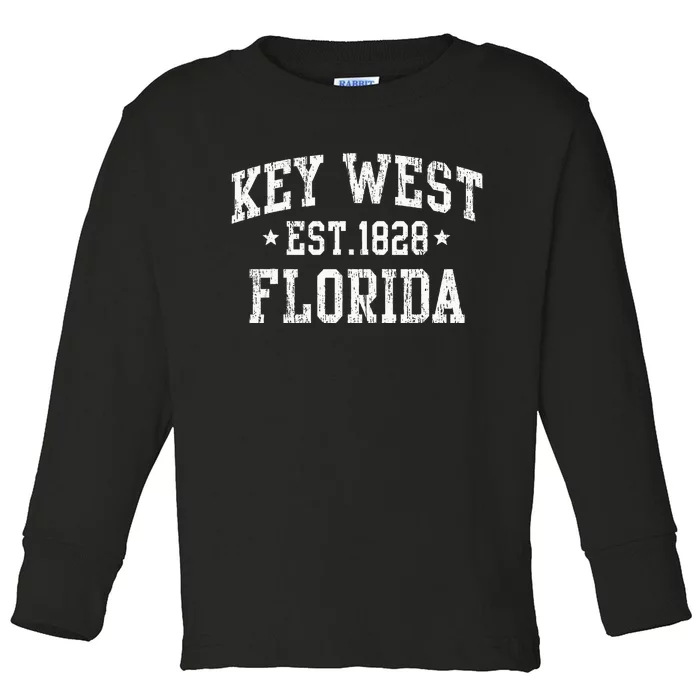 Vintage Key West Florida Keys Retro Distressed Varsity Toddler Long Sleeve Shirt