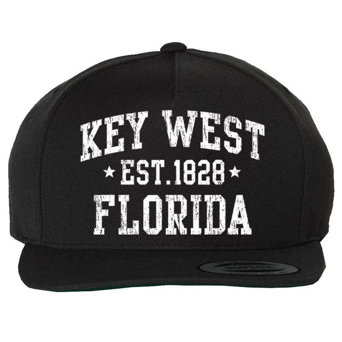 Vintage Key West Florida Keys Retro Distressed Varsity Wool Snapback Cap