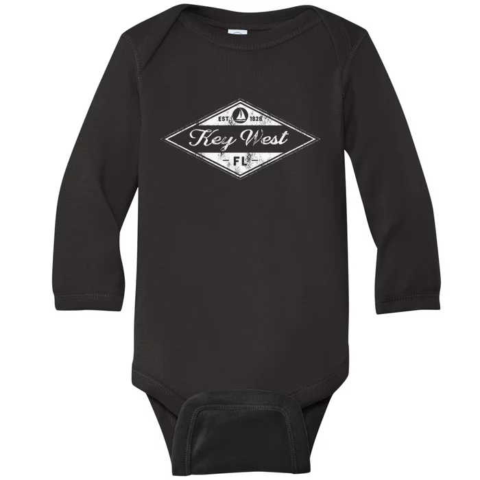 Vintage Key West Florida Keys Established 1828 Beach Boating Baby Long Sleeve Bodysuit