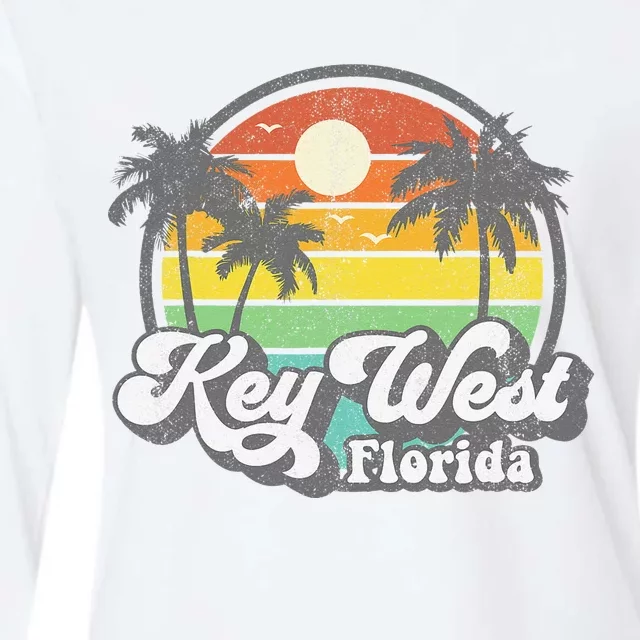 Vintage Key West Florida Keys Retro 70's Beach Vacation Gift Womens Cotton Relaxed Long Sleeve T-Shirt