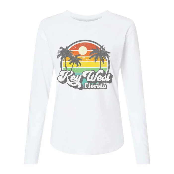 Vintage Key West Florida Keys Retro 70's Beach Vacation Gift Womens Cotton Relaxed Long Sleeve T-Shirt