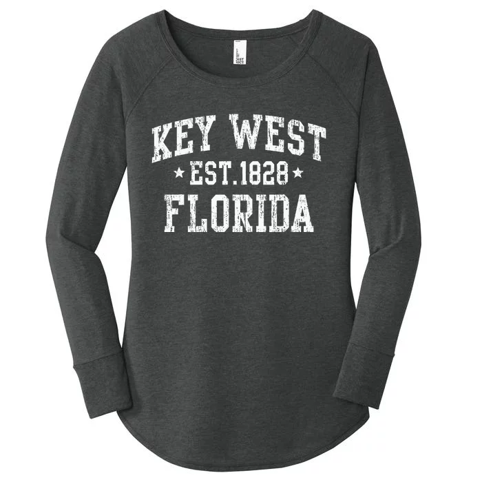 Vintage Key West Florida Keys Retro Distressed Varsity Women's Perfect Tri Tunic Long Sleeve Shirt