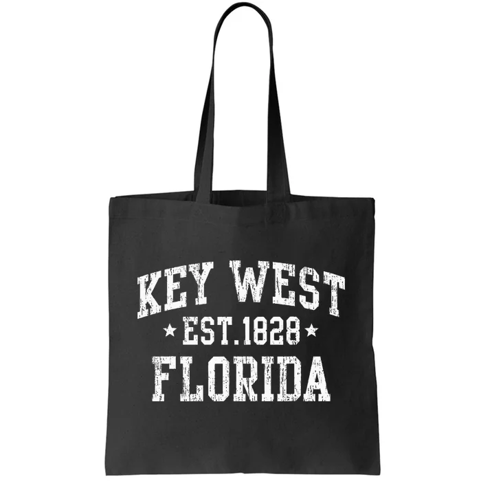 Vintage Key West Florida Keys Retro Distressed Varsity Tote Bag