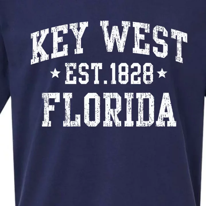 Vintage Key West Florida Keys Retro Distressed Varsity Sueded Cloud Jersey T-Shirt