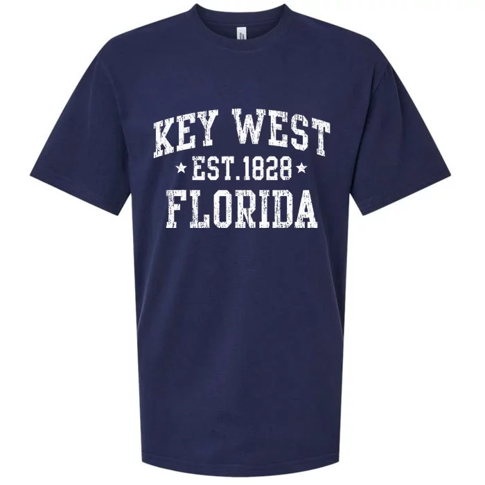 Vintage Key West Florida Keys Retro Distressed Varsity Sueded Cloud Jersey T-Shirt