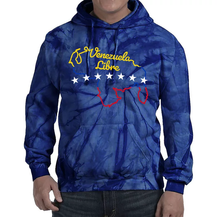 Venezuela Libre 7 Stars Flag Venezuelan Map Souvenir Tie Dye Hoodie