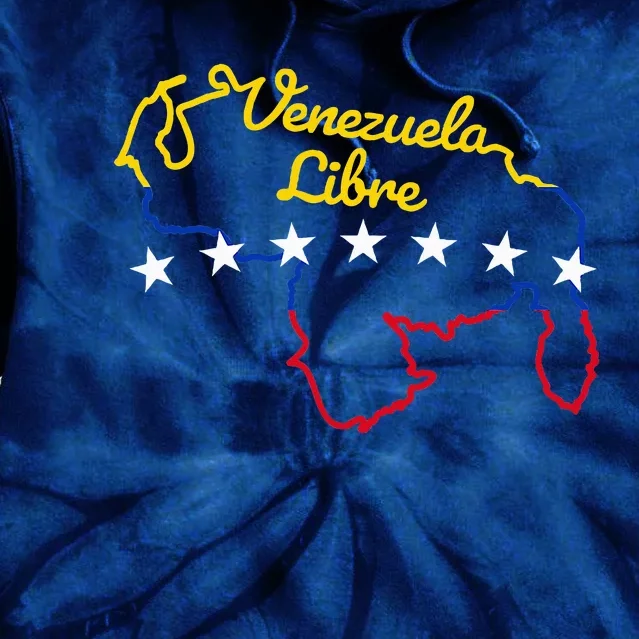 Venezuela Libre 7 Stars Flag Venezuelan Map Souvenir Tie Dye Hoodie