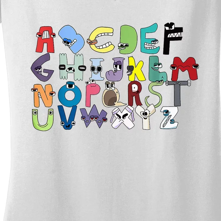 Villain Letter ABC Learning Matching Evil Alphabet Lore Women's V-Neck T-Shirt